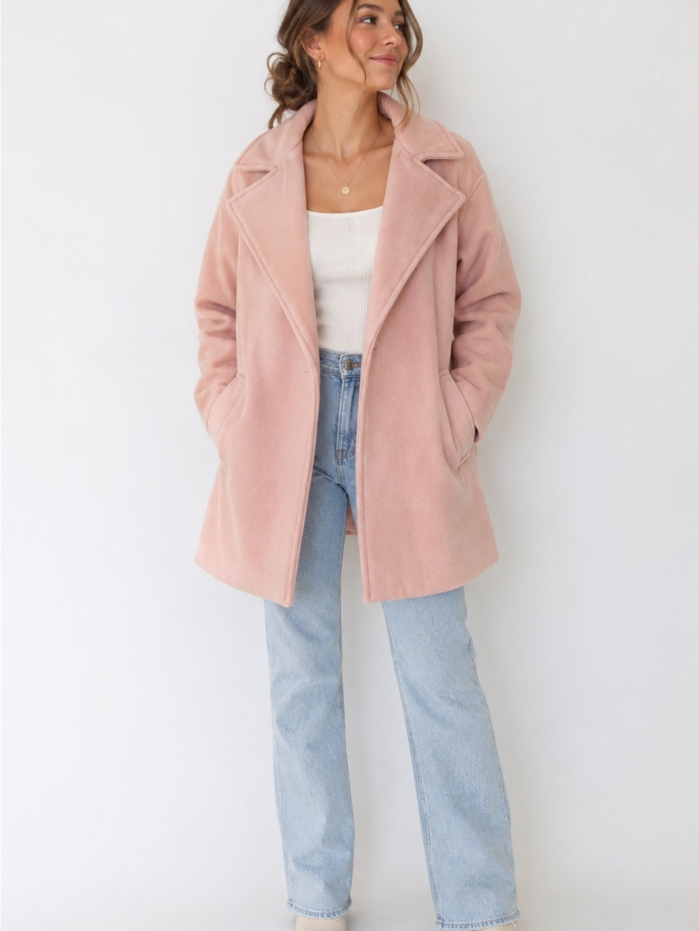Women's Blush Pink Tailored Coat